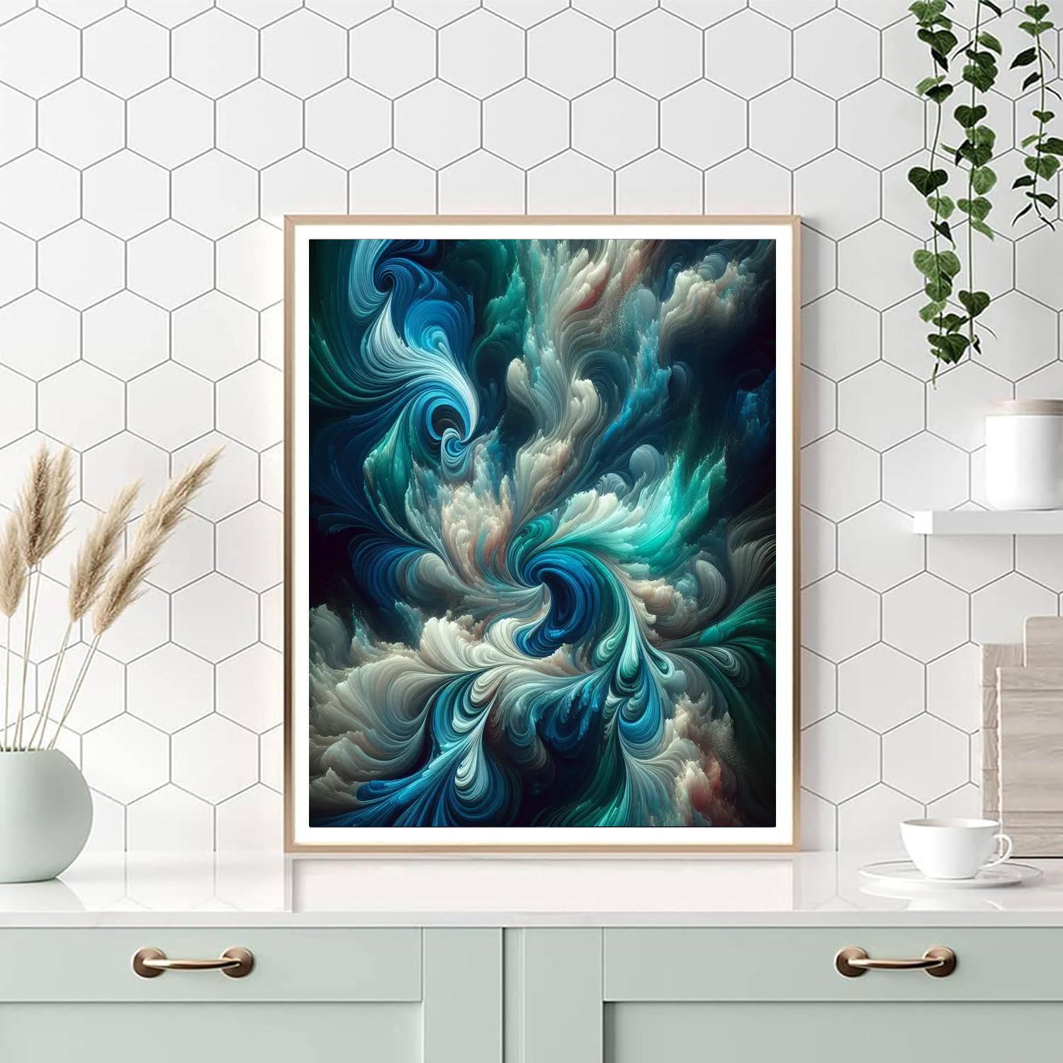 Aqua Kaleidoscope Flow DIY Paint By Numbers