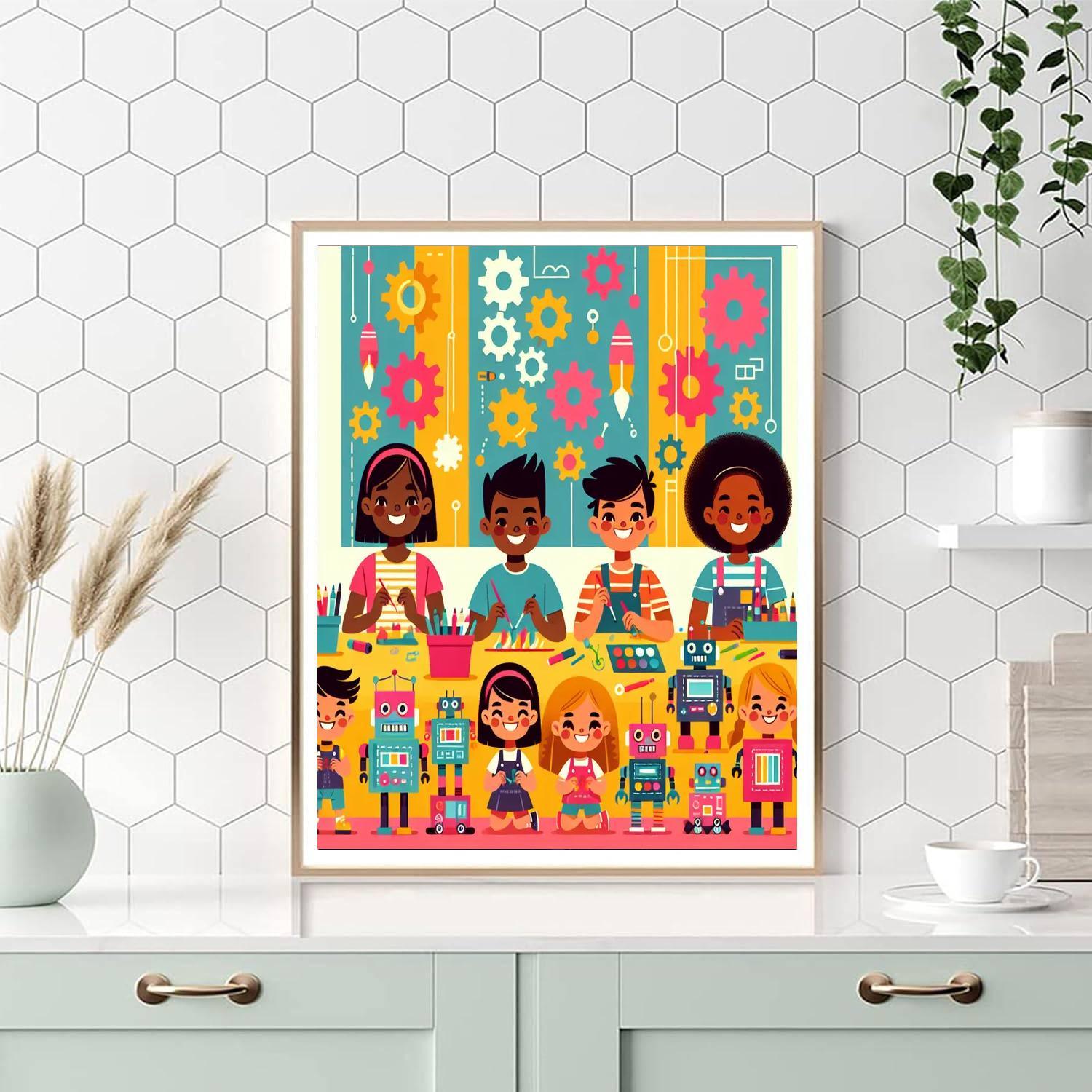 Robot World Builders Paint By Numbers Art