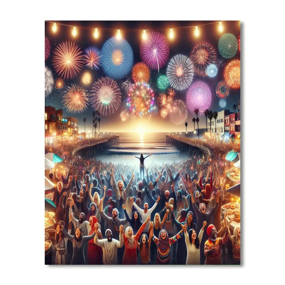 Valparaíso New Year’s Fireworks Number Painting