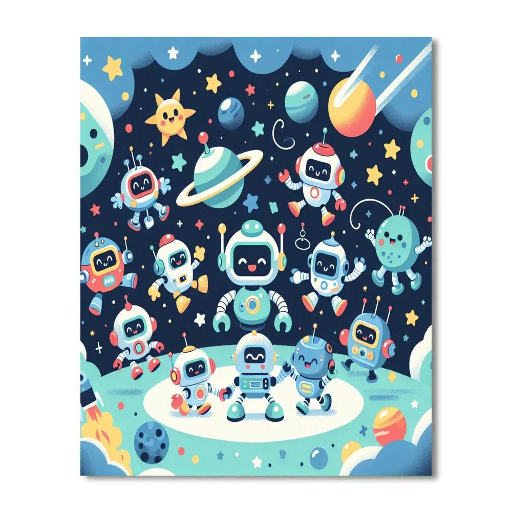 Cool Space Robots Painting Number Kit