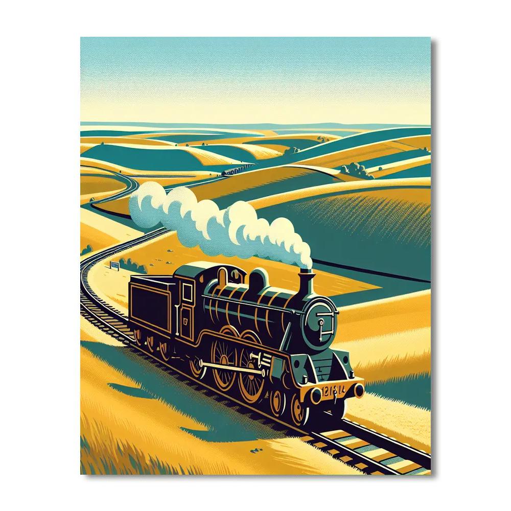 Grand Old Steam Train Paint By Numbers Art