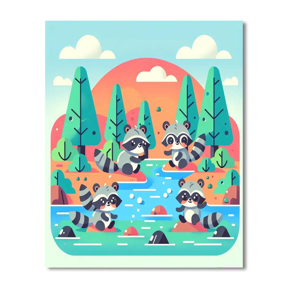 Raccoon's River Rendezvous Paint By Numbers