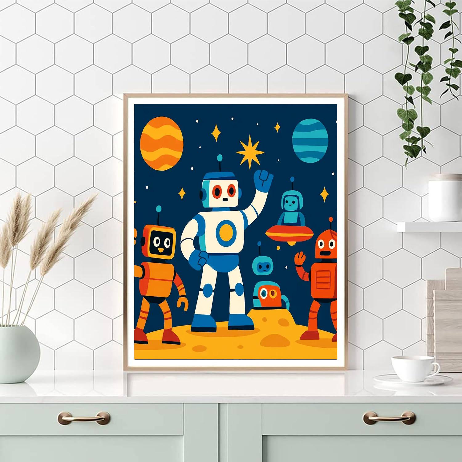 Intergalactic Robot Mission Painting By Numbers Kit