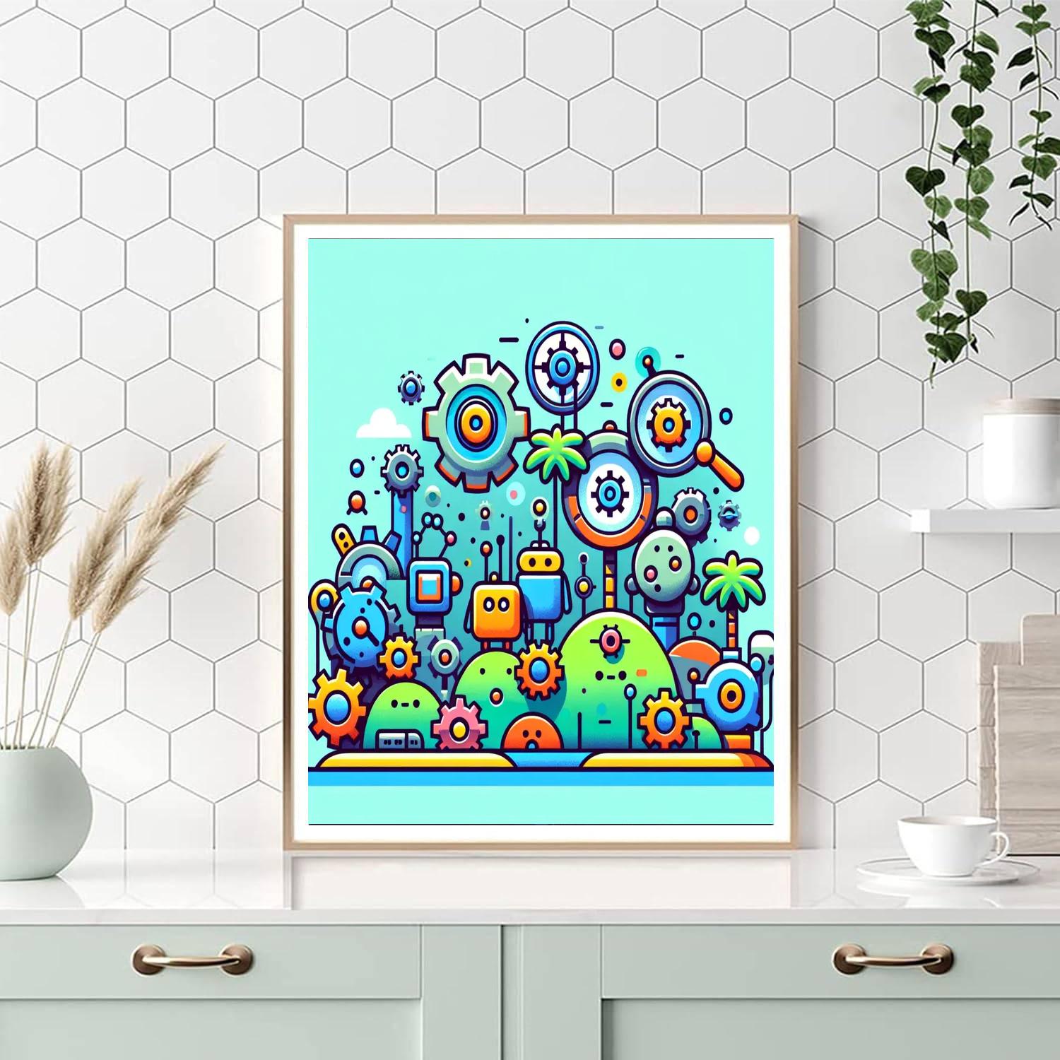 Robot Island Paint By Numbers Art