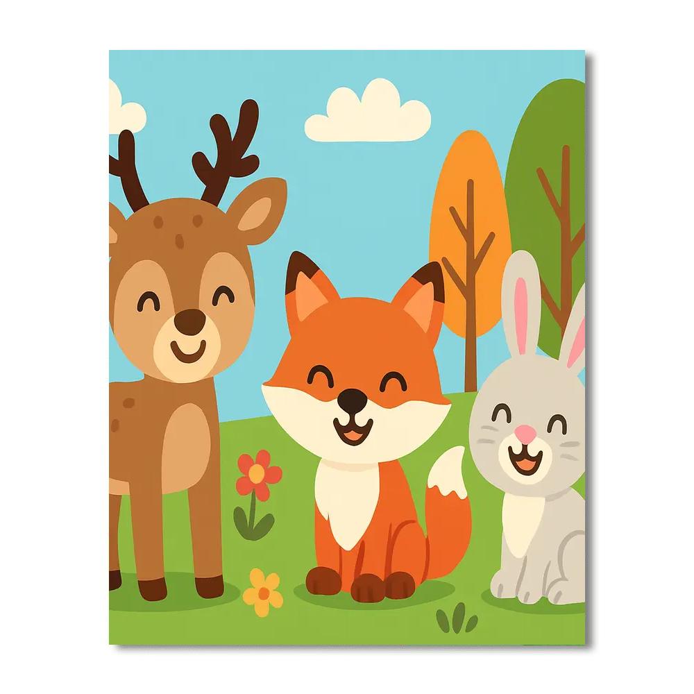 Cheery Woodland Friends Numbered Painting Kits