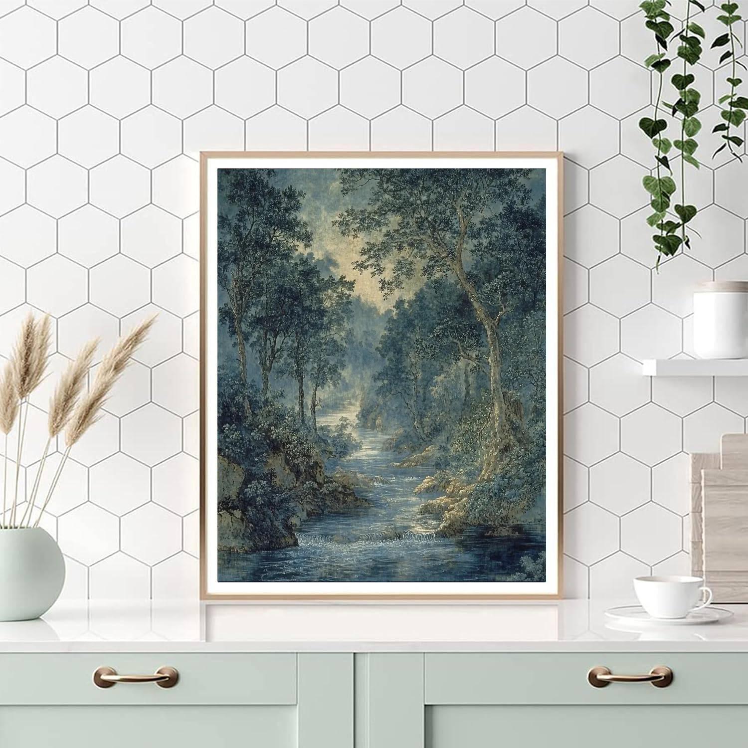 Zhao Mengfu Inspired Riverside Serenity  Painting By Numbers Kit