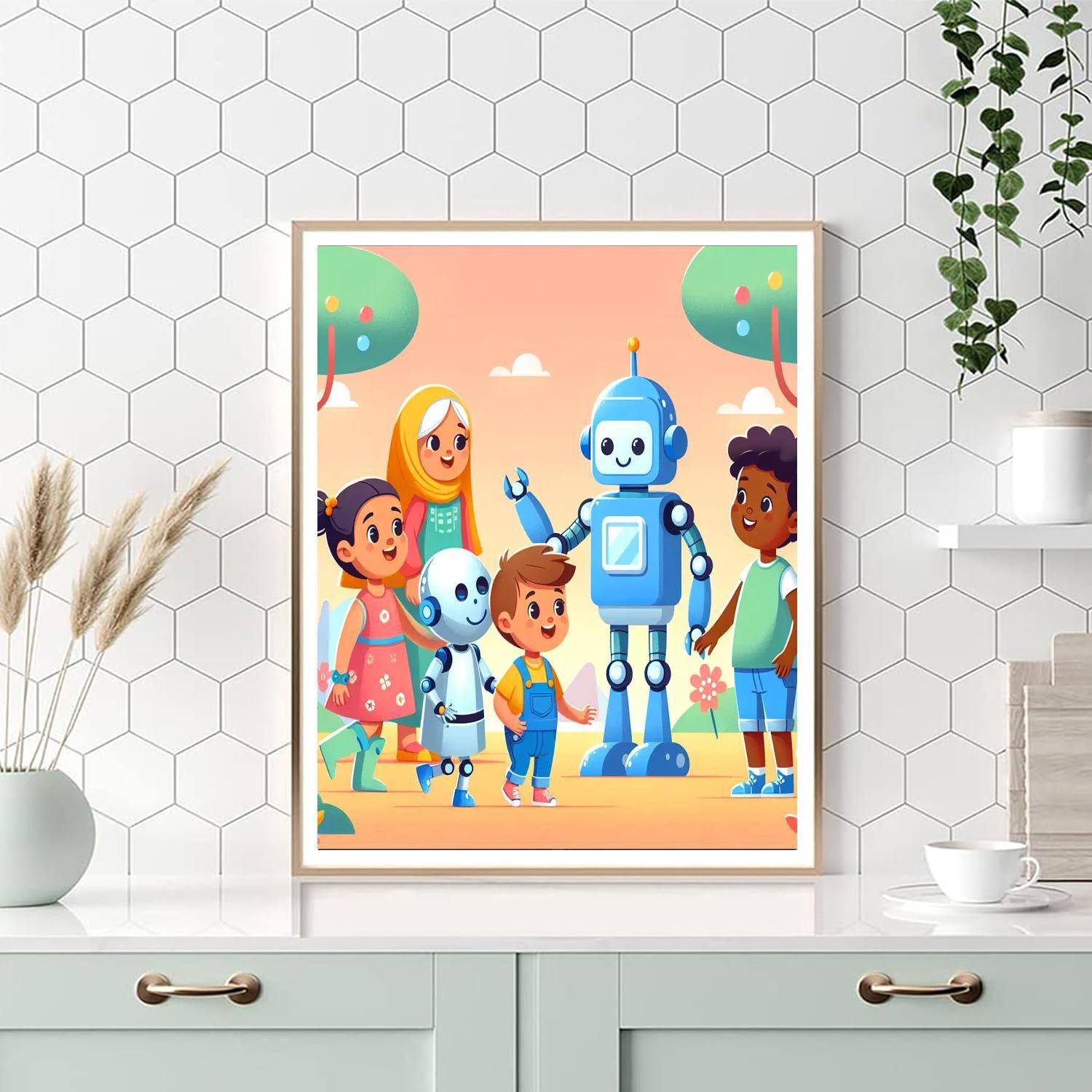 Whimsical Robot World Paint By Numbers Art