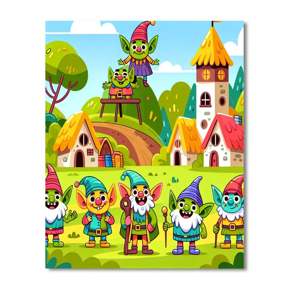 Giggly Goblin Village Painting Number Kit