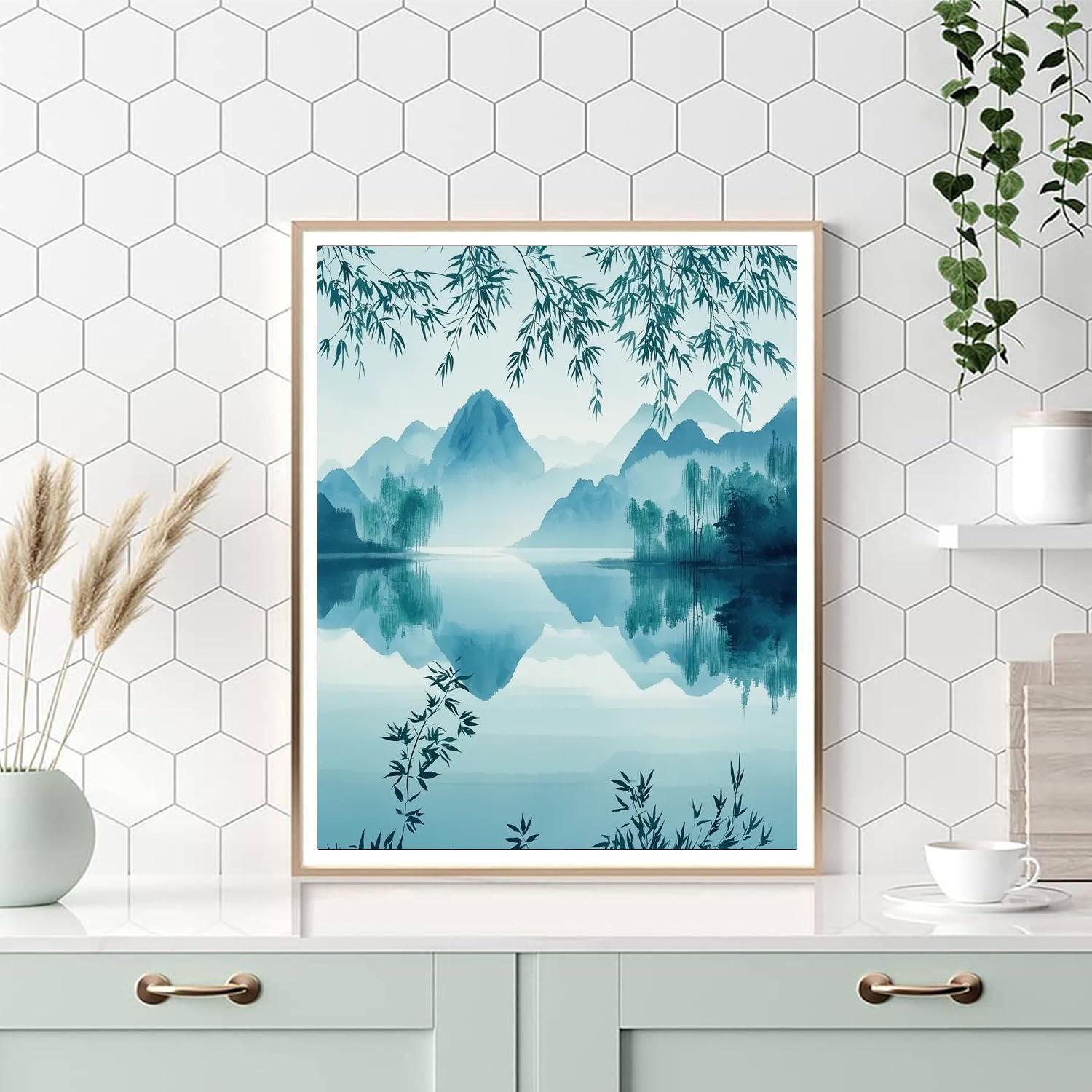 Zhao Mengfu Inspired Harmonious Reflections  Painting By Numbers Kit