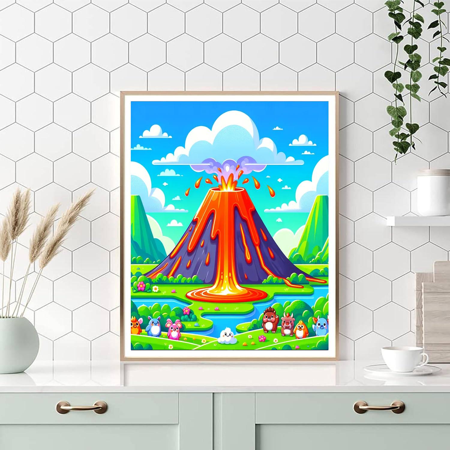 Vibrant Volcano Valley Numbered Painting Kits