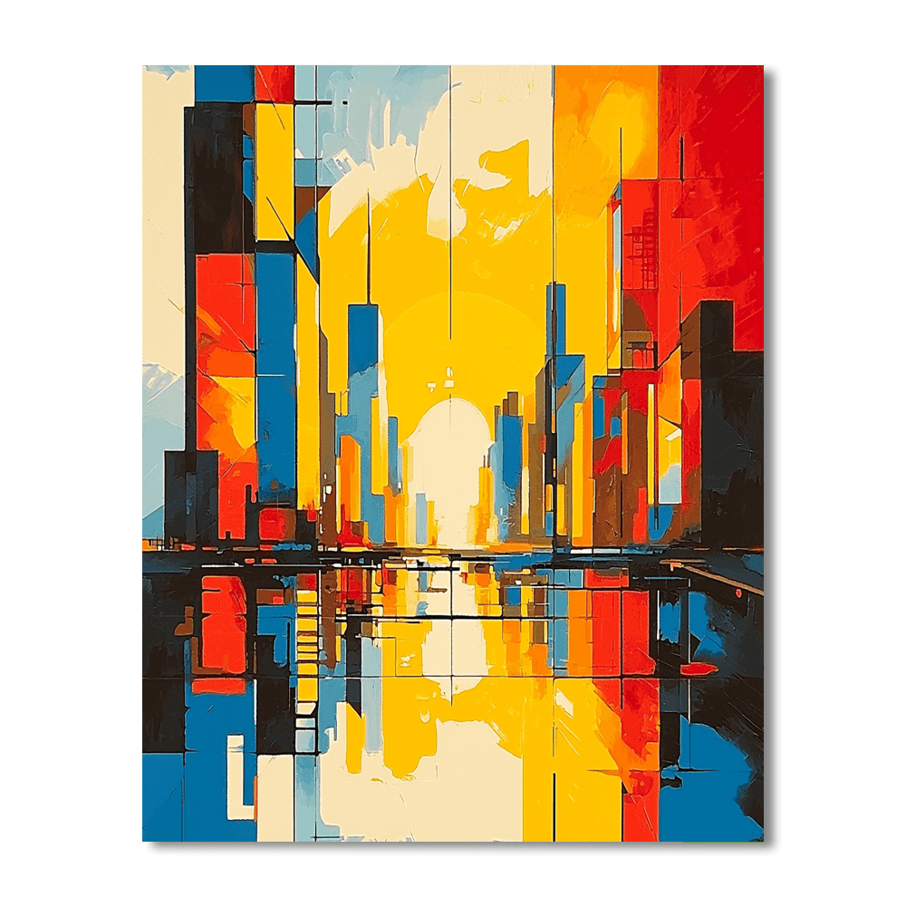 Piet Mondrian Inspired Metropolitan Melody  DIY Paint By Numbers