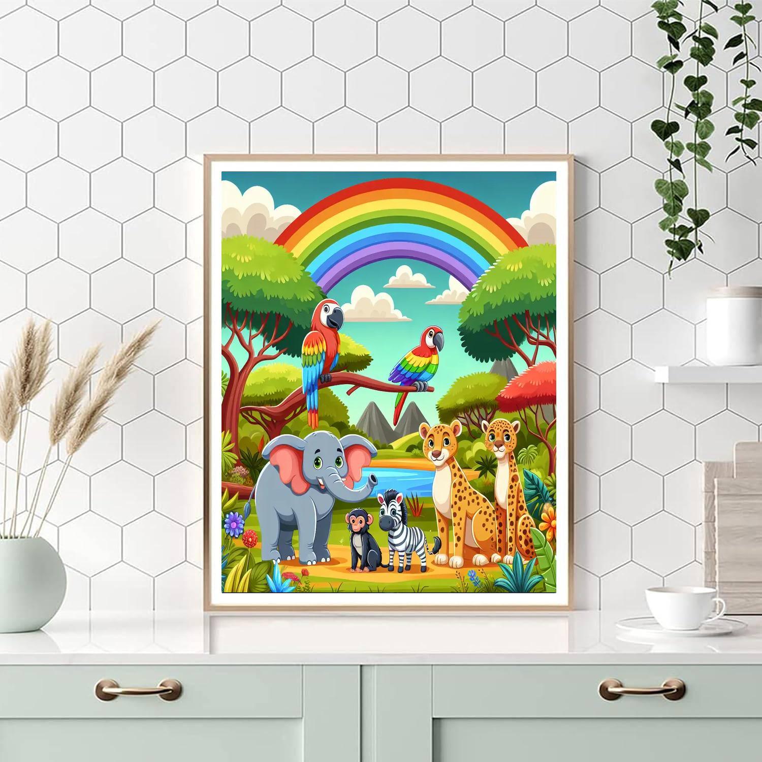 Rainbow Jungle Safari Numbered Painting Kits