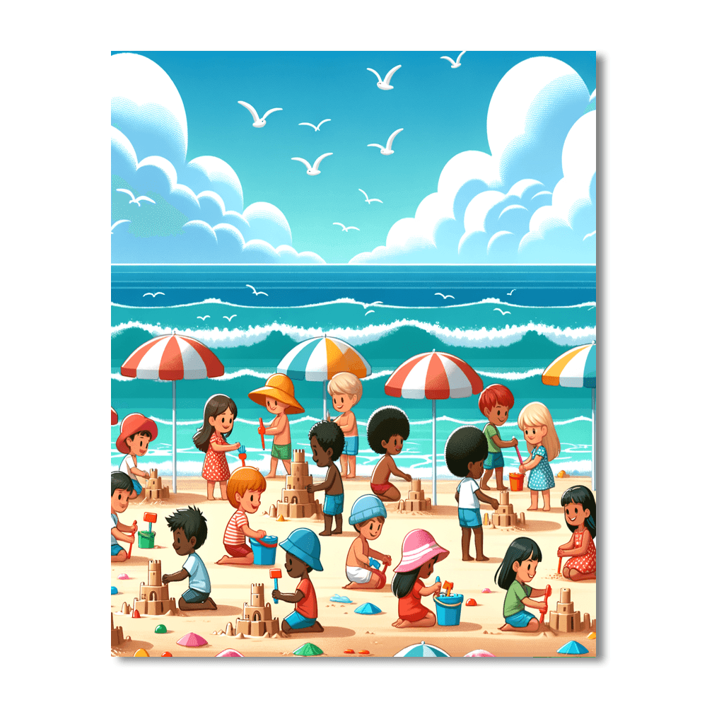 Cheerful Beach Adventure Numbered Painting Kits