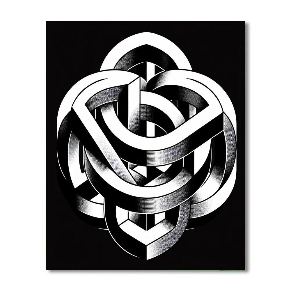 Geometric Optical Illusion Painting Number Kit