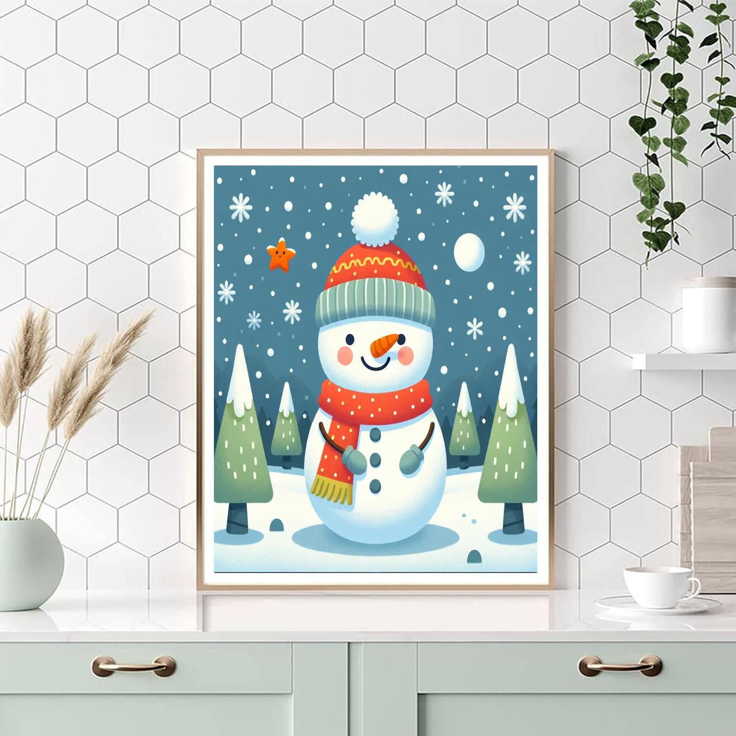 Cuddly Snowman Painting Number Kit
