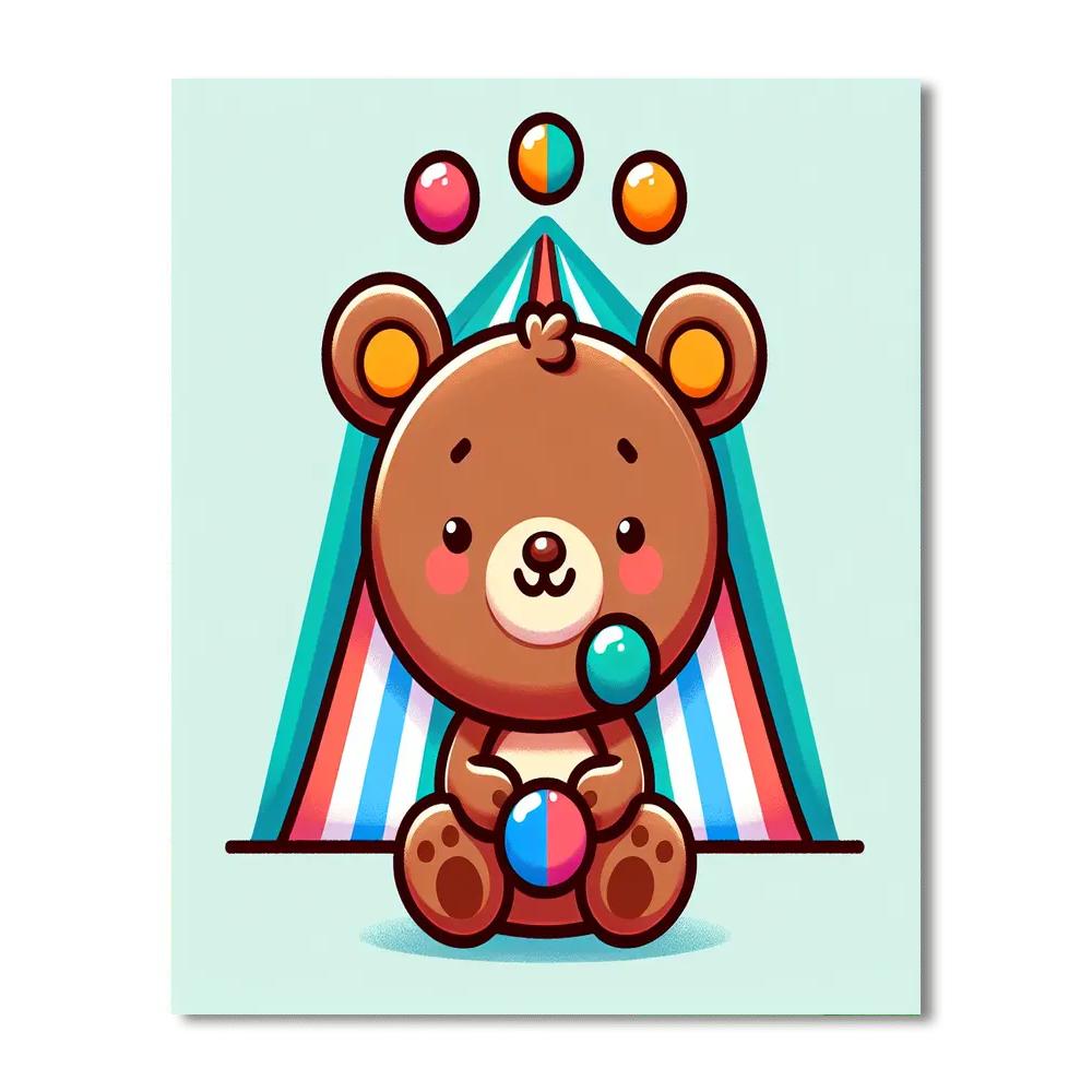 Joyful Juggling Circus Bear Painting By Numbers Kit