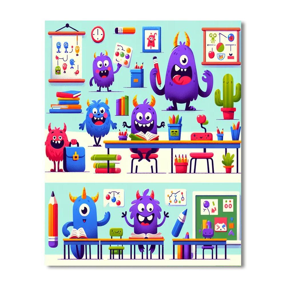 Funny Monsters At School Paint By Numbers Kits