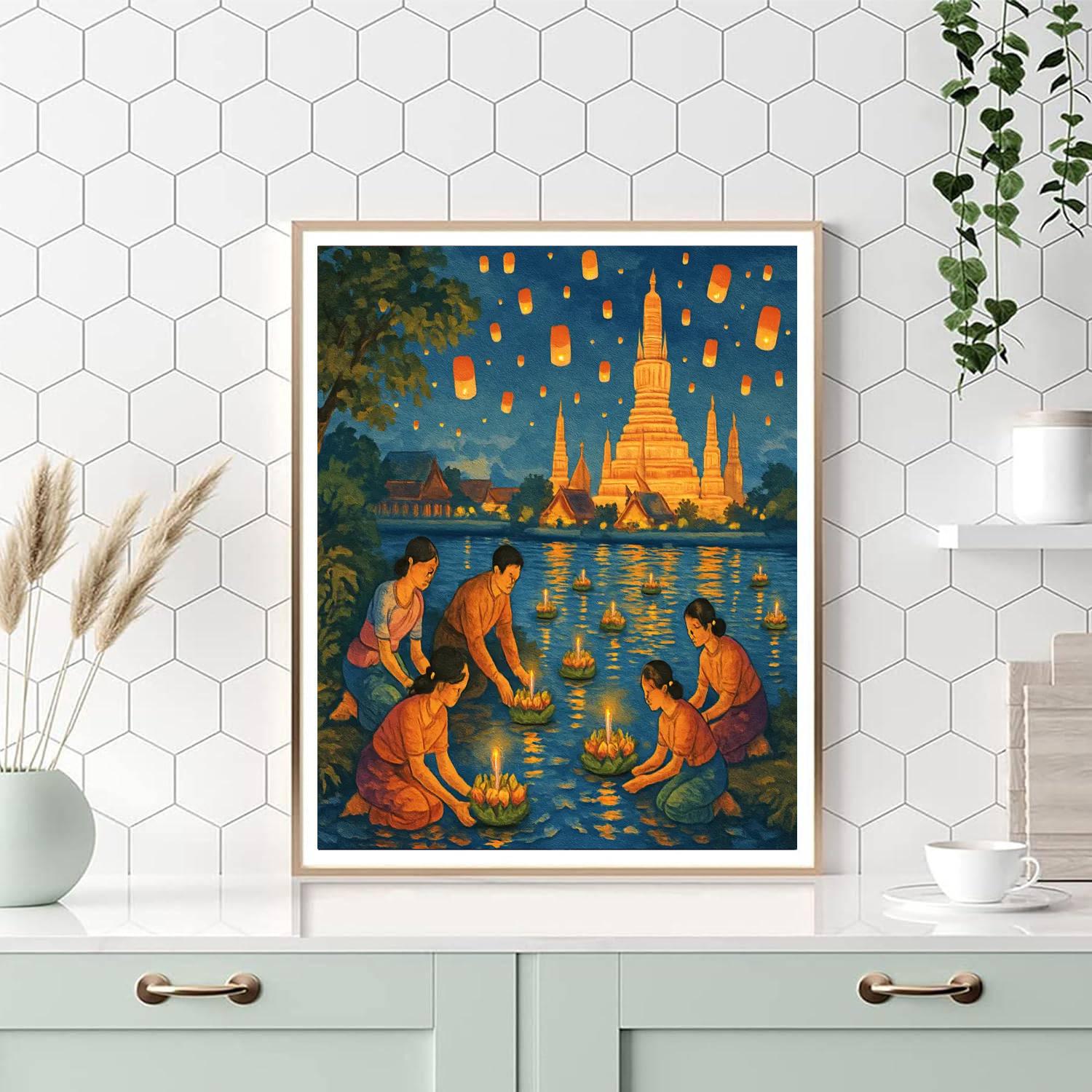Loi Krathong - Bangkok, Thailand Painting By Numbers Kit