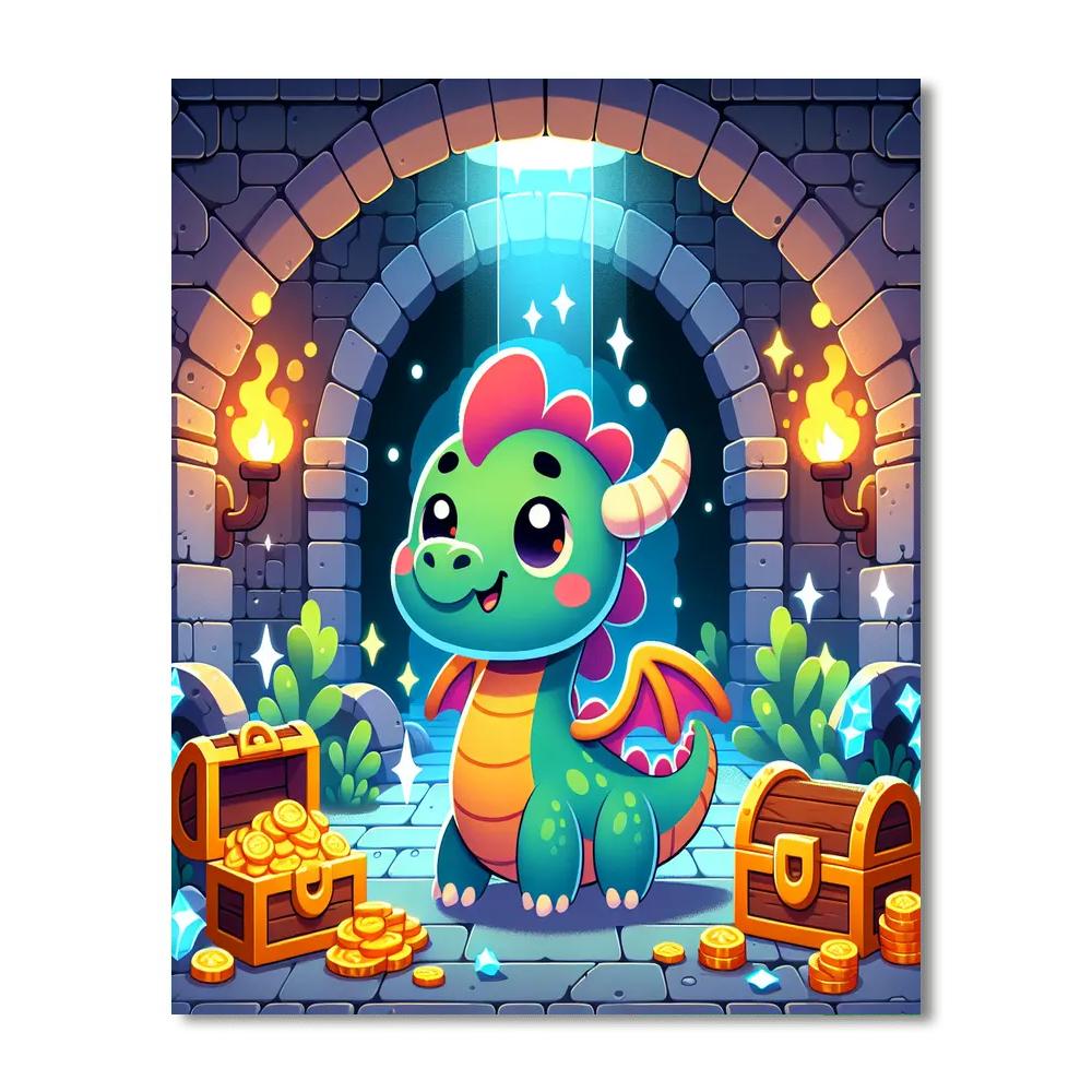 Dragon's Discovery Dungeon Paint By Numbers Art
