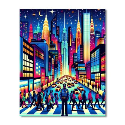 Vibrant City Nightscape Numbered Painting Kits