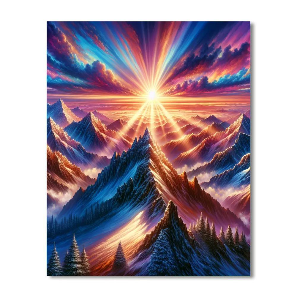 Glorious Mountain Sunrise Paint By Color