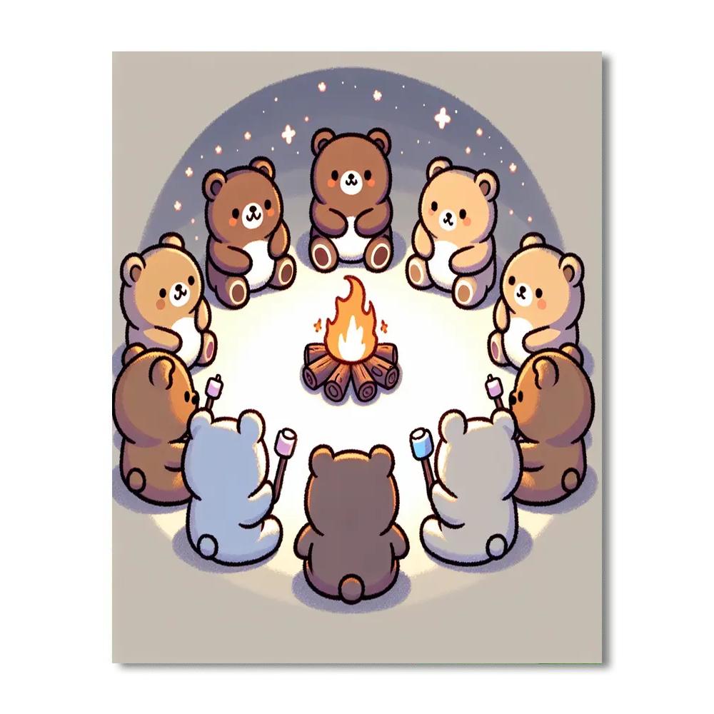 Cuddle Bears Campout Number Painting