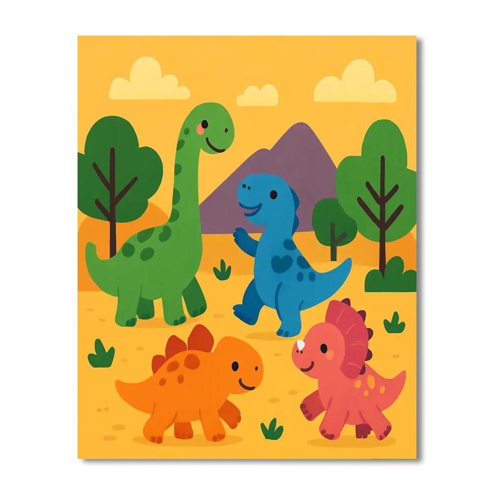 Colorful Dinosaur Friends DIY Paint By Numbers