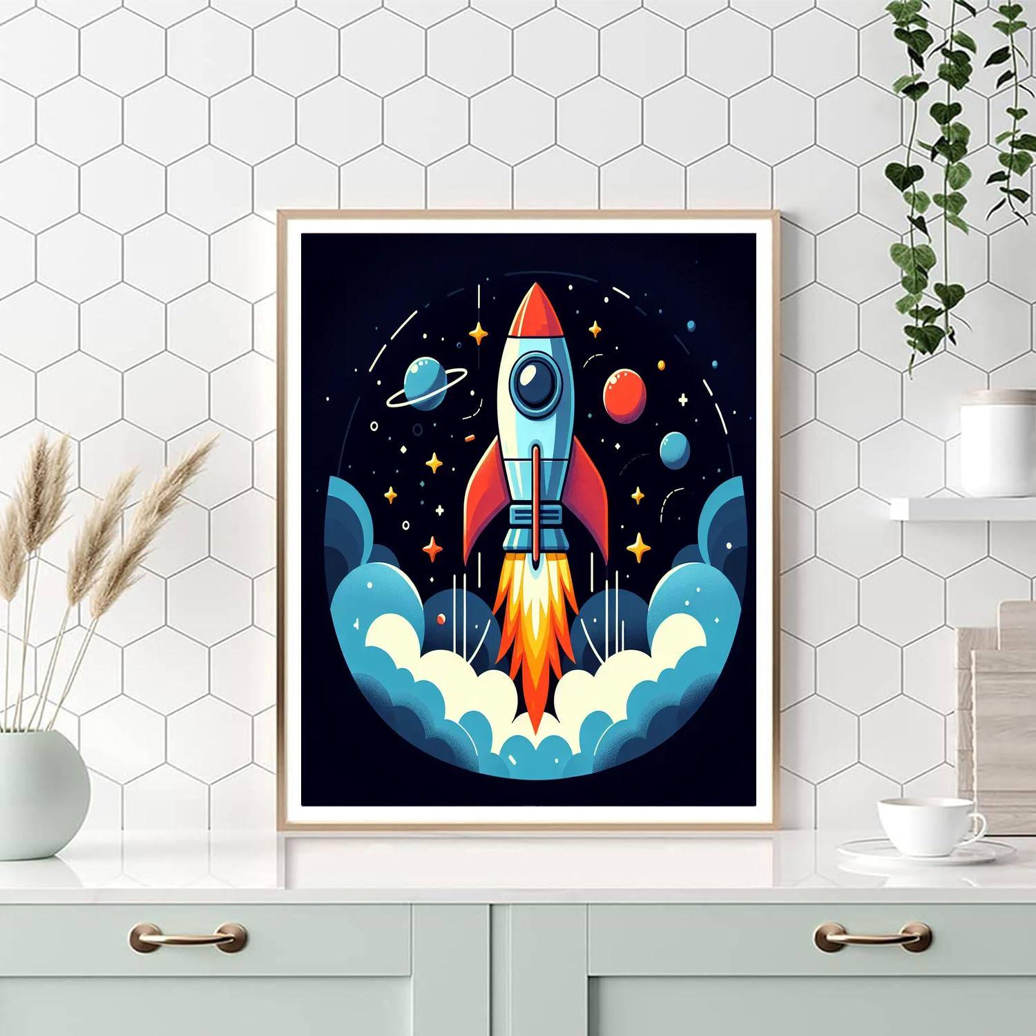 Exciting Rocket Ship Paint By Numbers Art