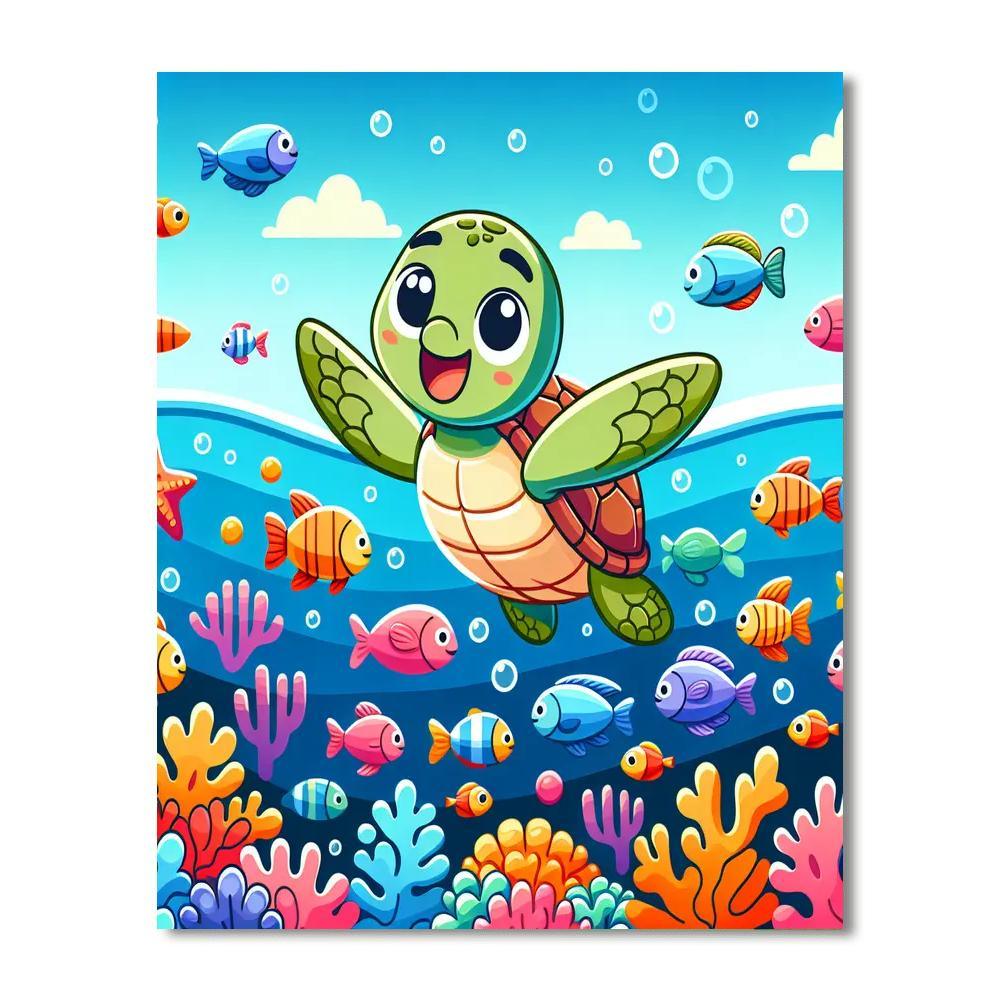 Joyful Sea Turtle Journey Paint By Number