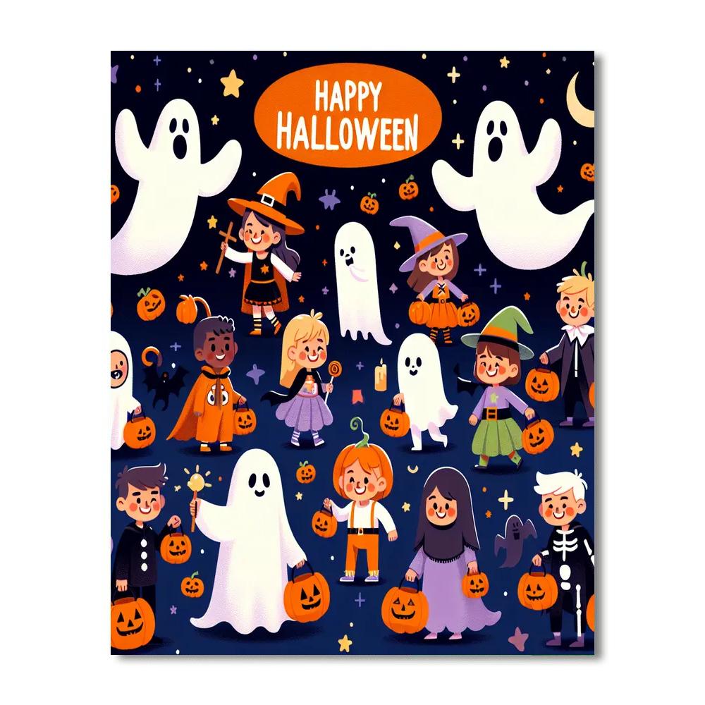 Halloween Trick Or Treat Paint By Numbers Art