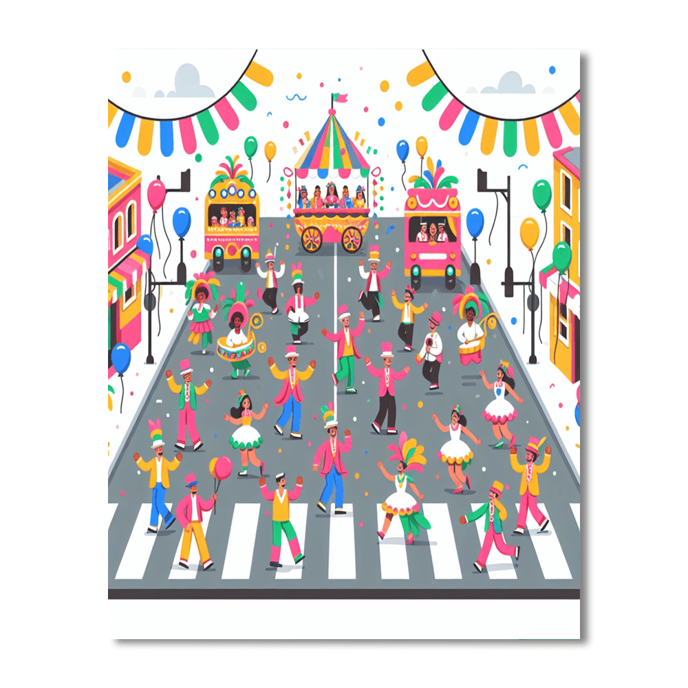 Bright Carnival Parade Number Painting