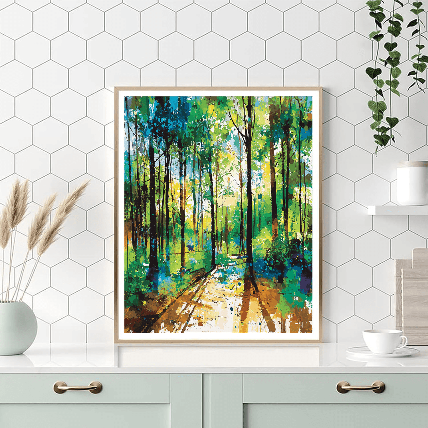 Jackson Pollock Inspired Abstract Woodland Symphony  Paint By Number
