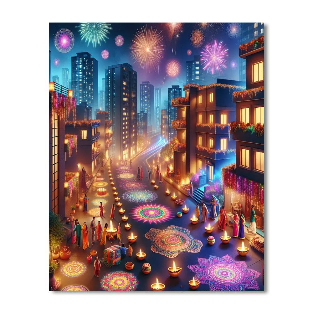 Diwali Festival Of Lights - New Delhi DIY Paint By Numbers