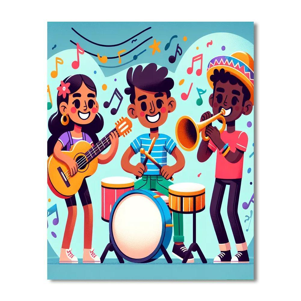 Joyful Musical Band Number Painting