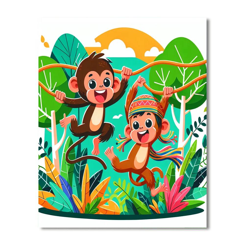 Adventurous Jungle Monkeys Numbered Painting Kits