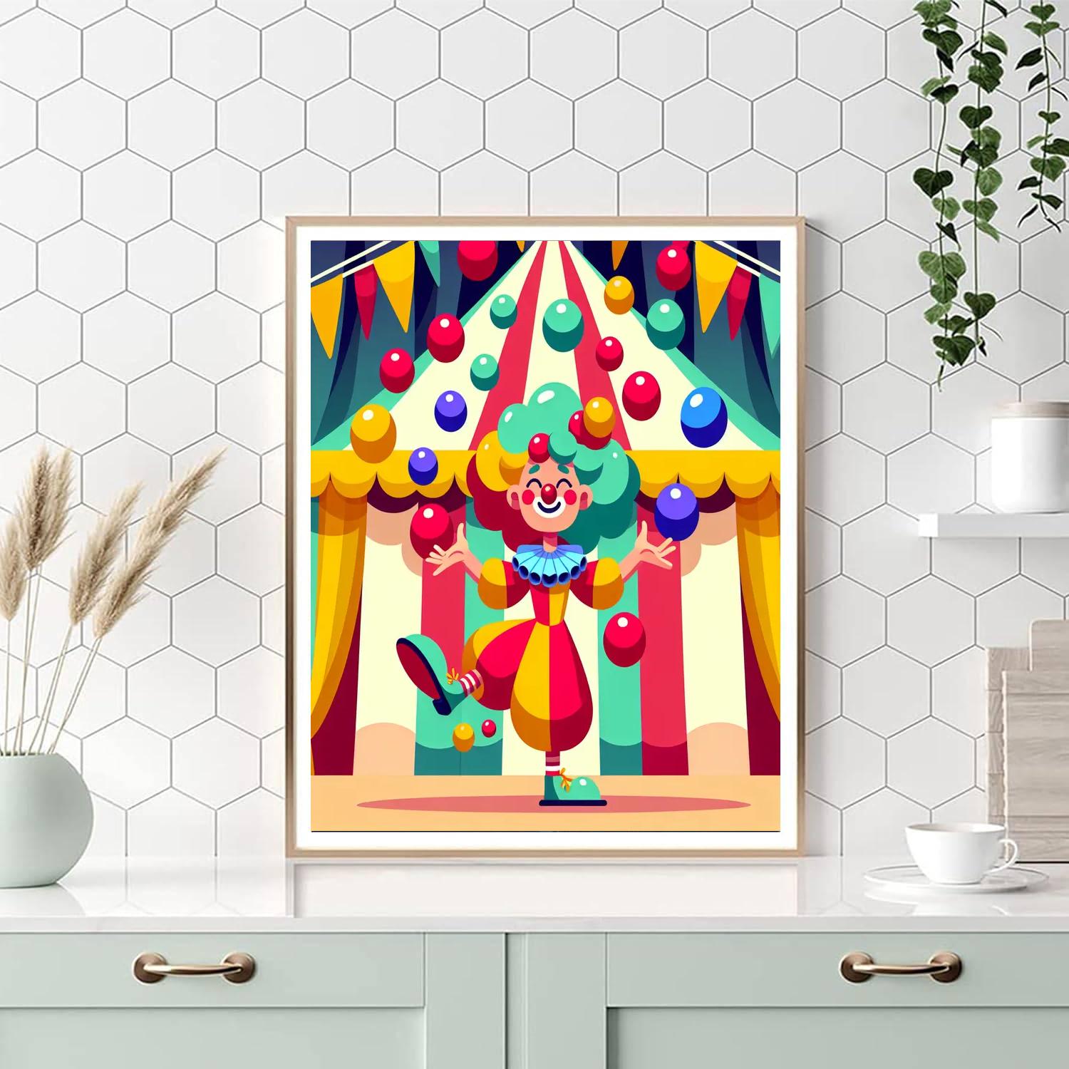 Cheerful Circus Clown Paint By Numbers Art