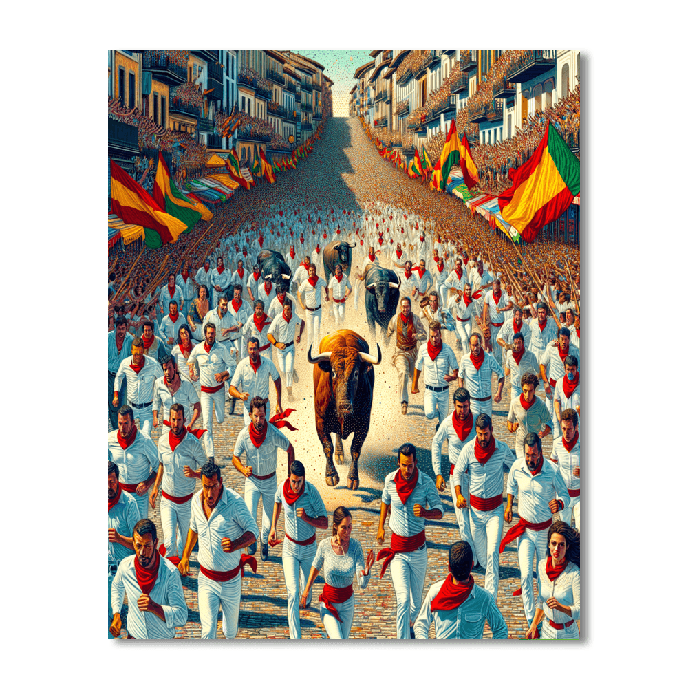 Running Of The Bulls - Pamplona, Spain Paint By Color