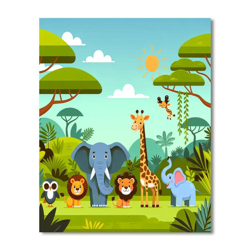 Safari Adventure With Jungle Friends Paint By Number