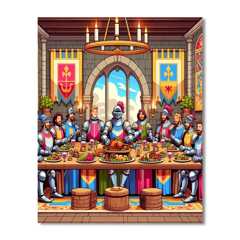 Medieval Knight's Feast Paint By Numbers