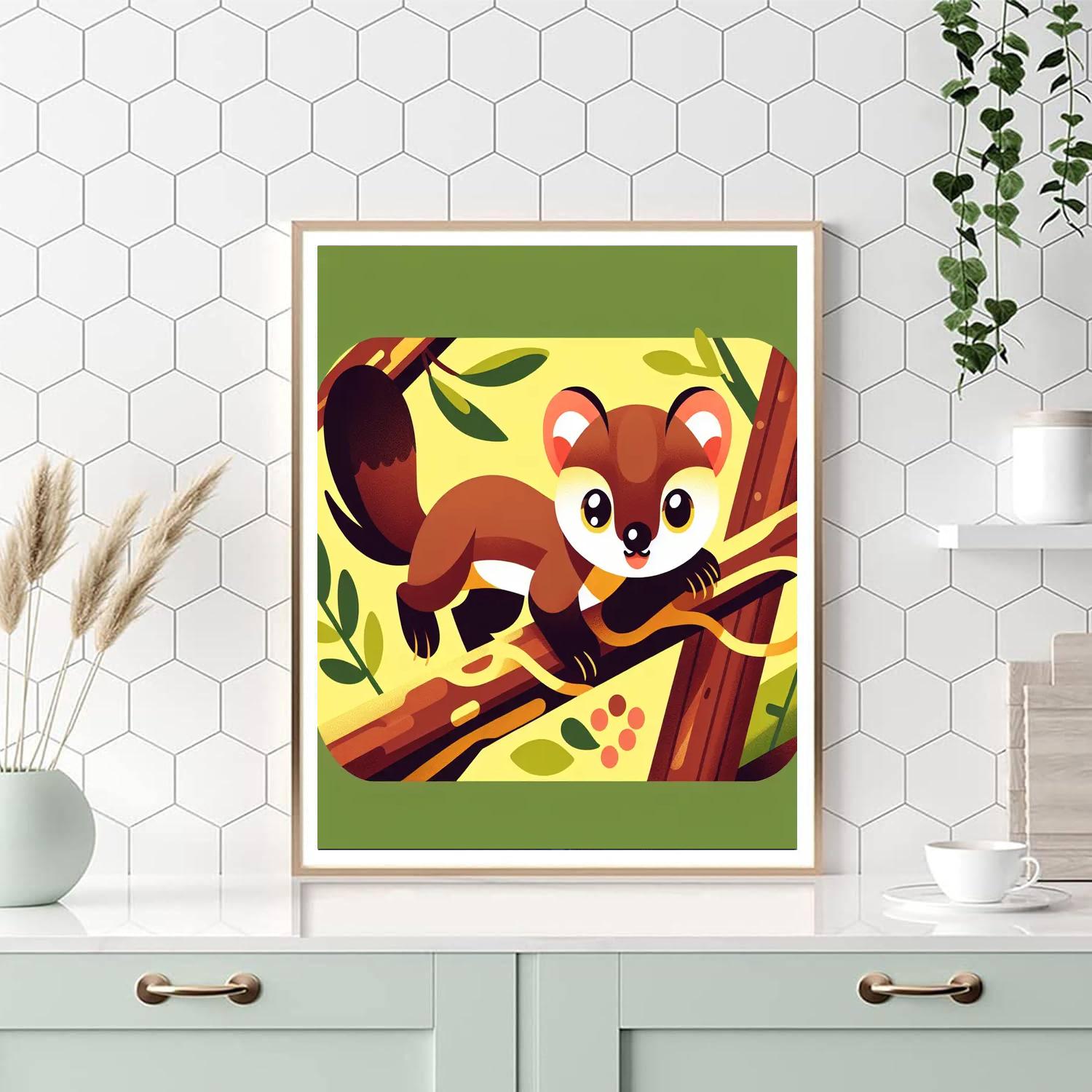 Playful Pine Marten Paint By Numbers Art