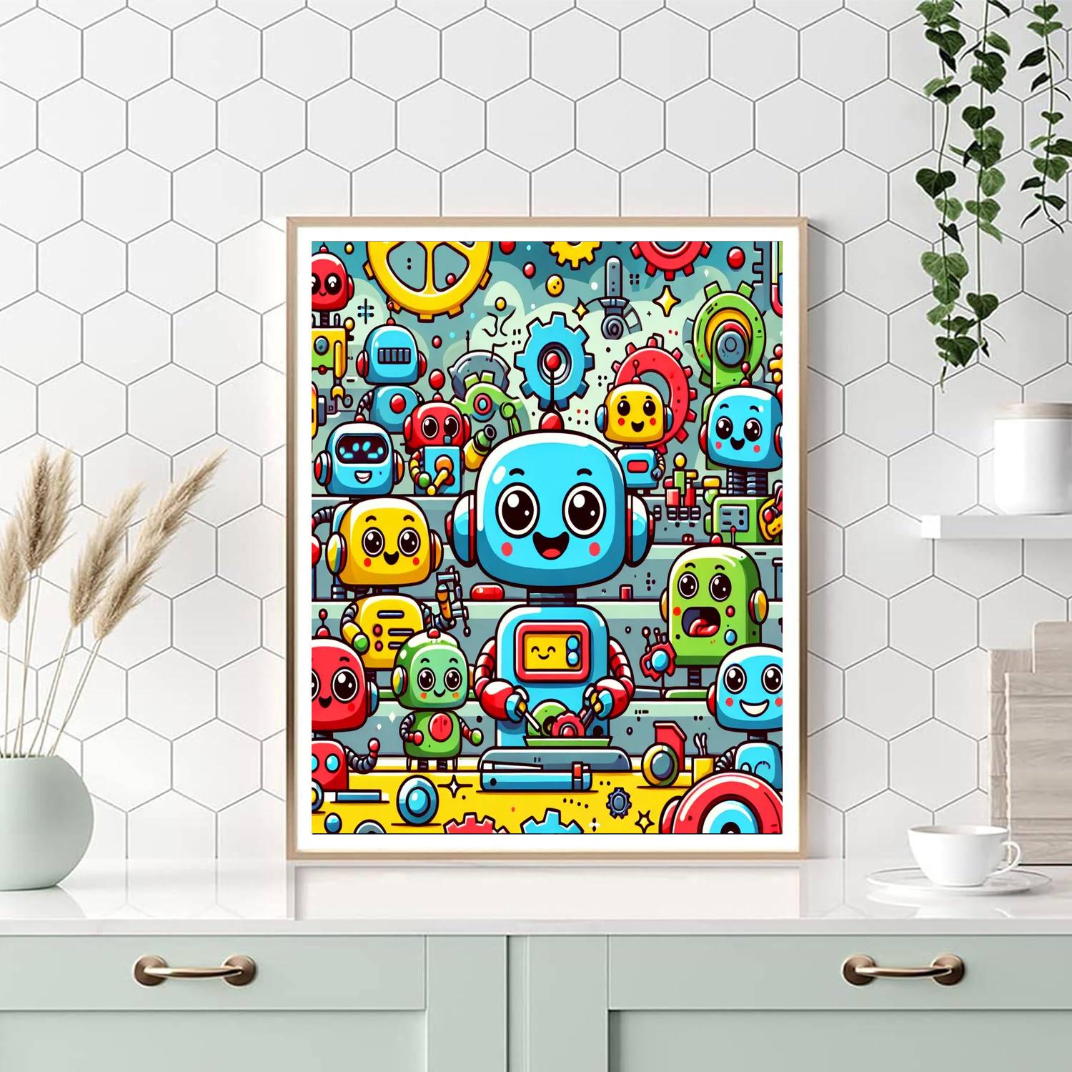 Robot Adventures In Color Painting Number Kit