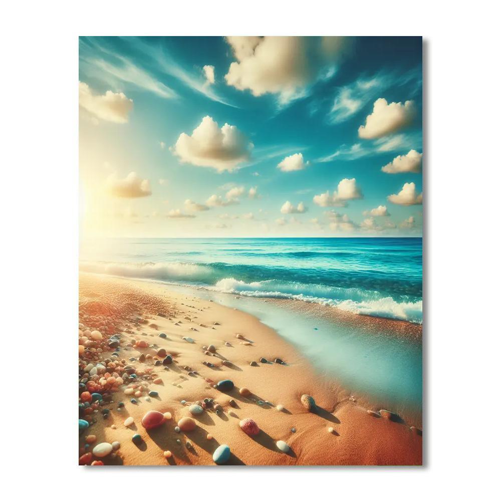Sun-kissed Coastal Serenity Number Painting