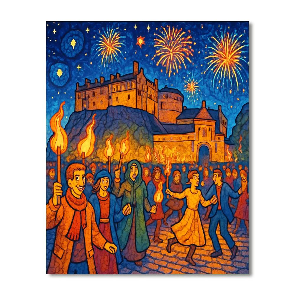 Edinburgh Hogmanay - Edinburgh, Scotland Painting Number Kit