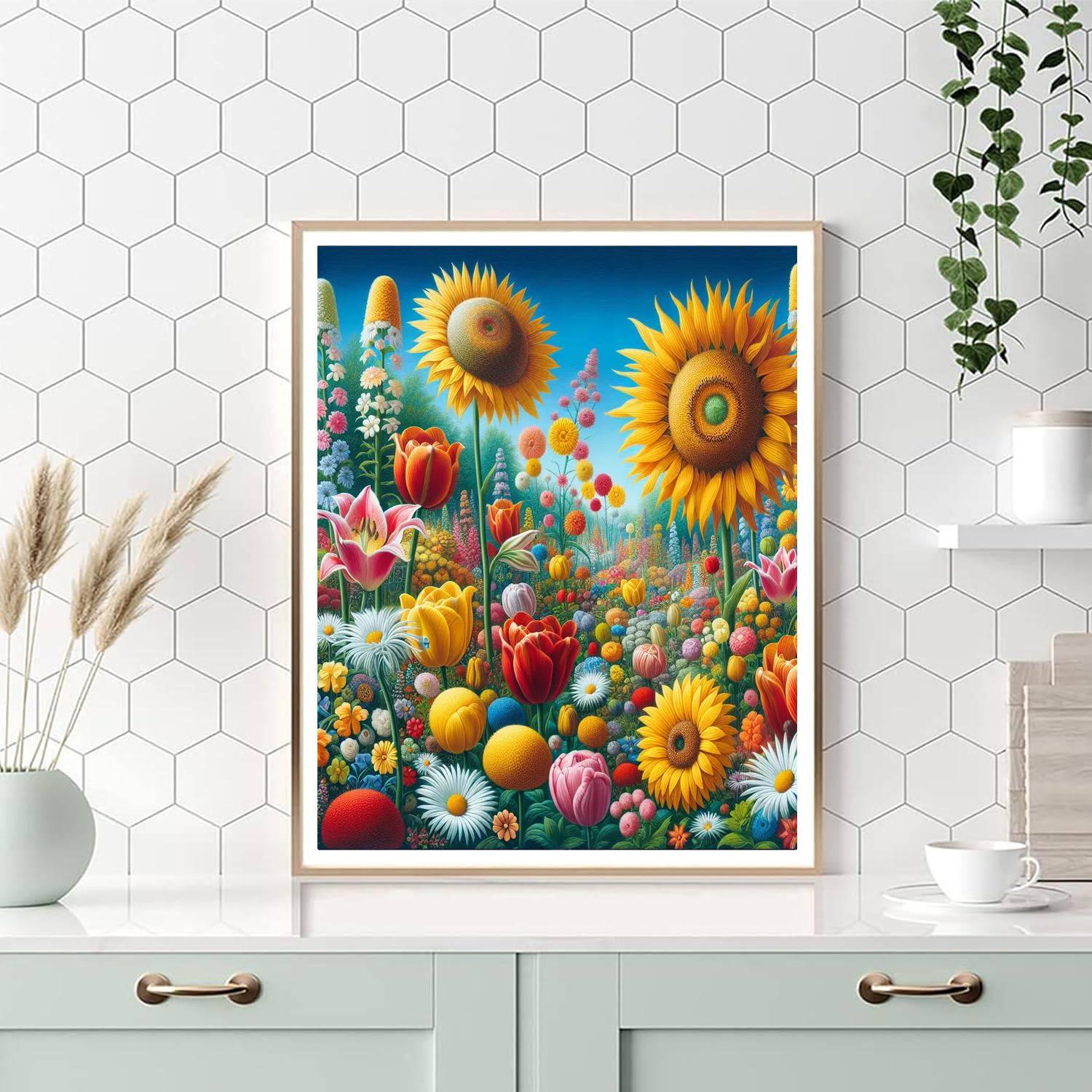 Cheerful Garden Blossoms Numbered Painting Kits