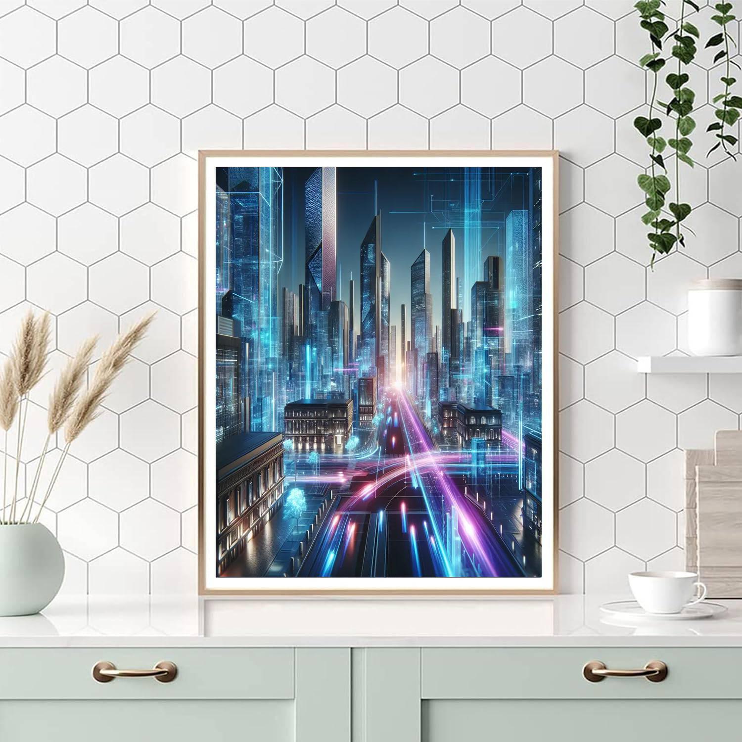 Futuristic Cyber City Paint By Number