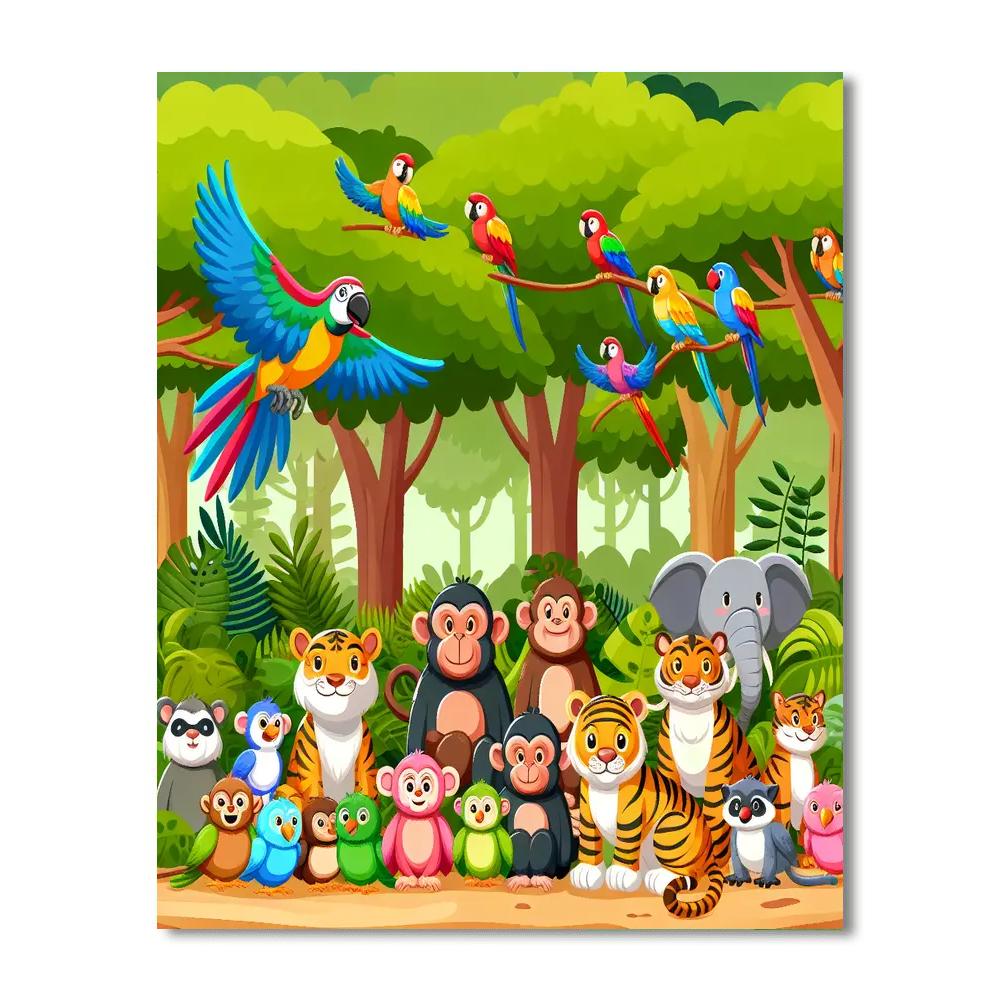 Jungle Friends Gathering Paint By Color