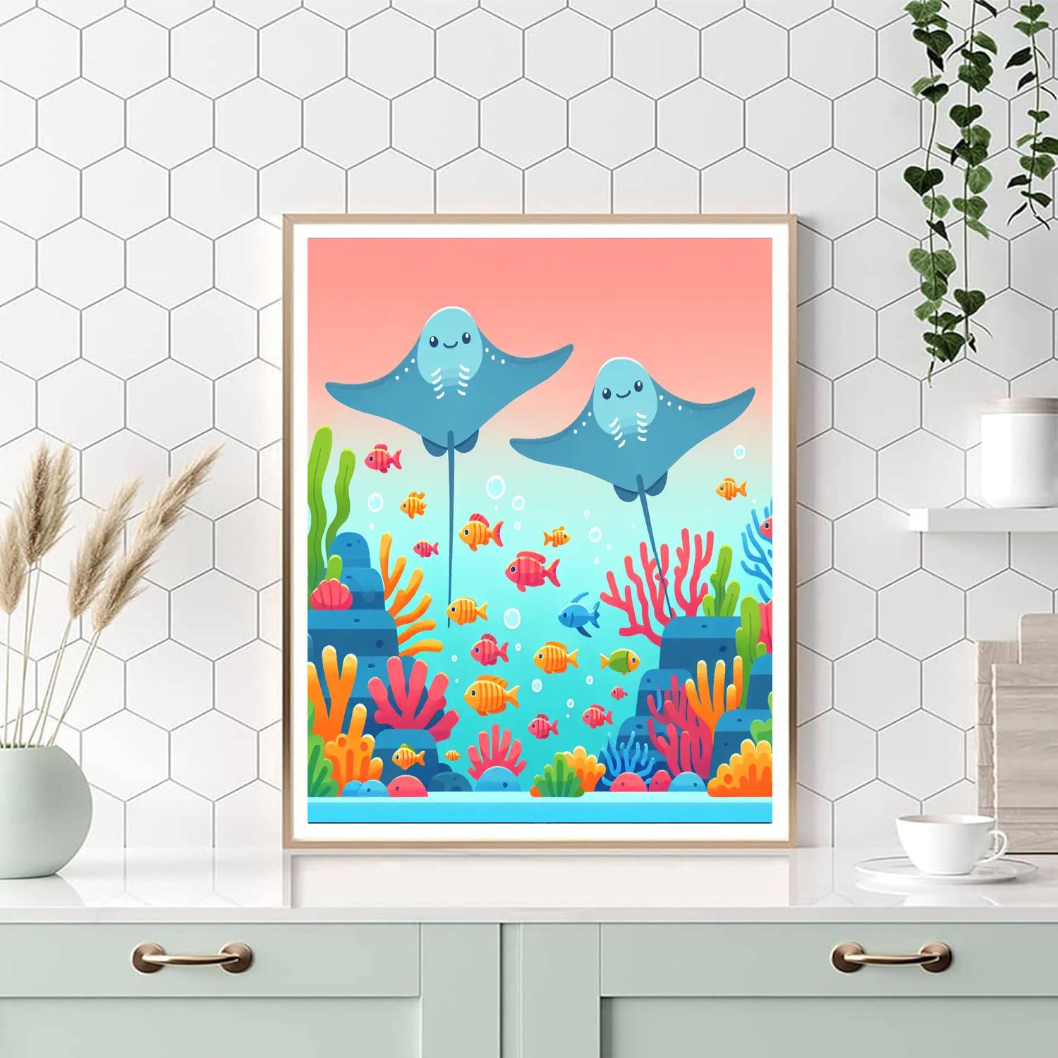 Rocky Reefs And Rays Paint By Color
