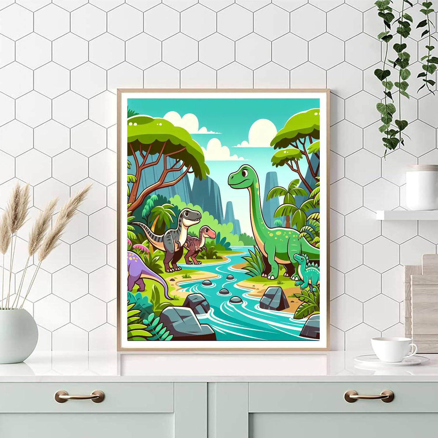 Dinosaurs In The Jungle Painting By Numbers Kit