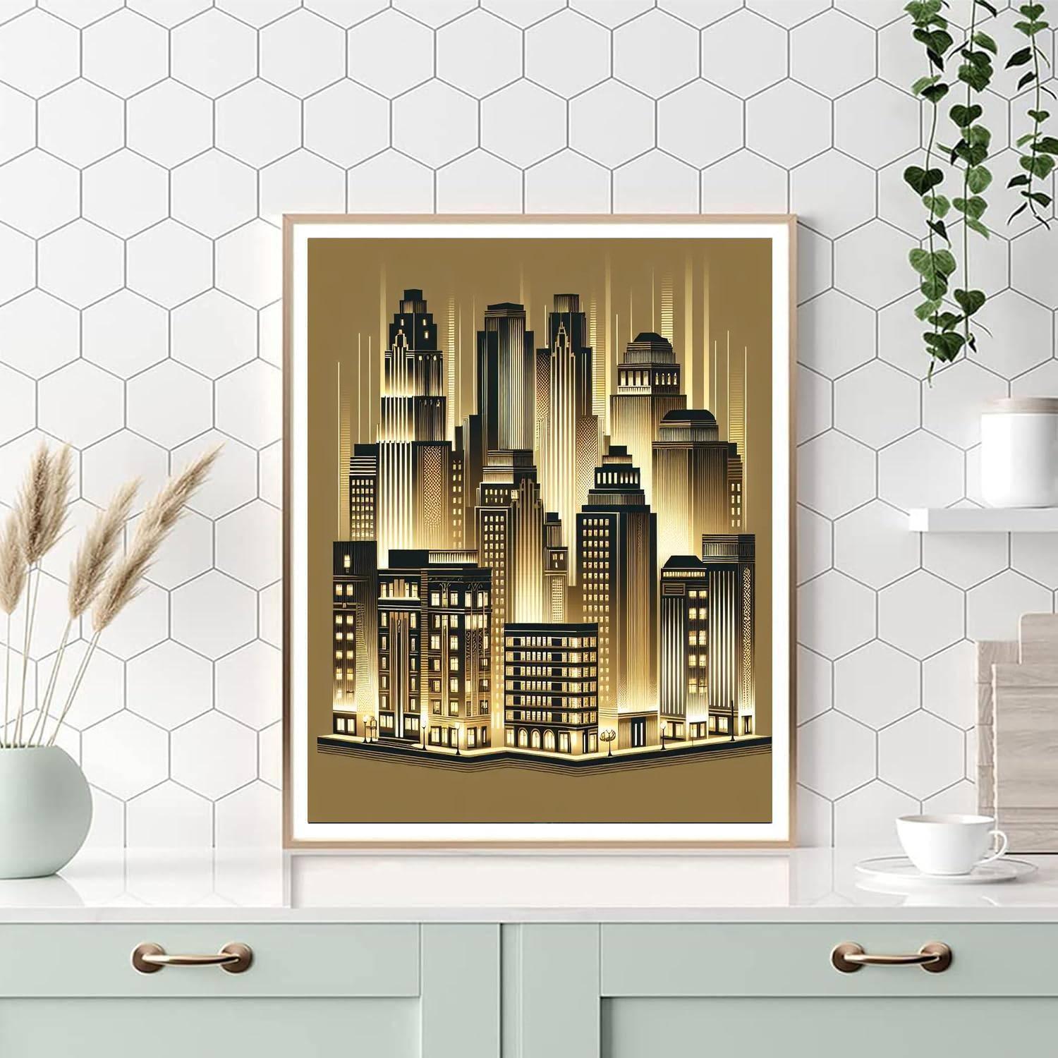 Art Deco City Night Painting By Numbers Kit