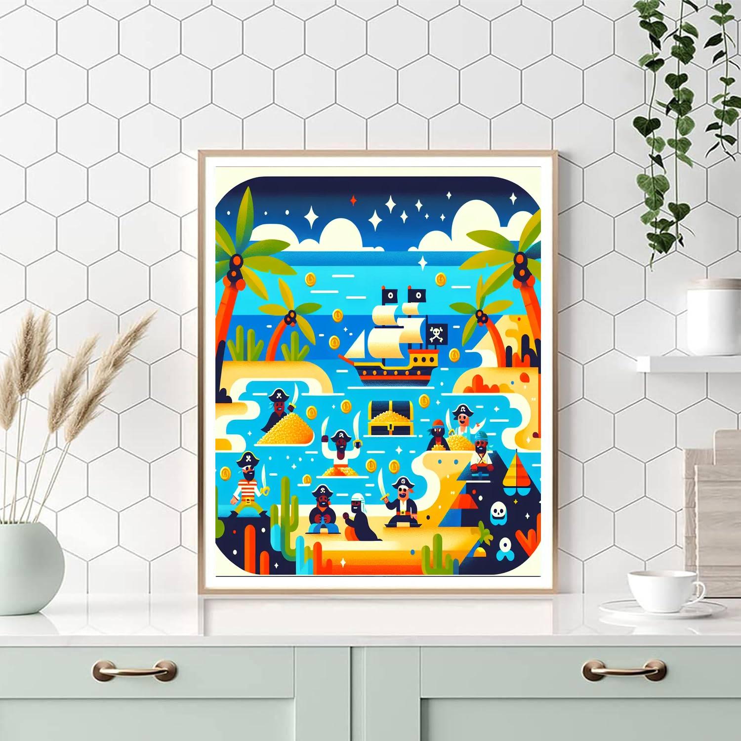 Fantasy Pirate Treasure Hunt Paint By Numbers Art